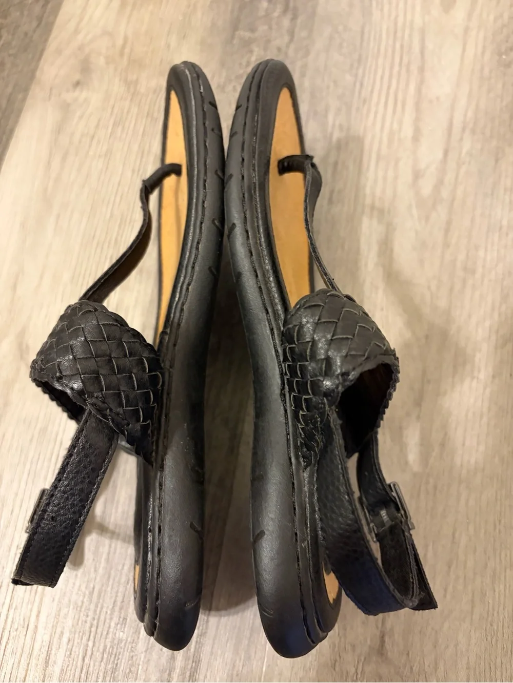 B.O.C Black Woven Thong Sandals Size 7